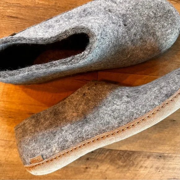 Glerups Wool Slip-On Slippers with Leather Sole - Picture 2 of 13